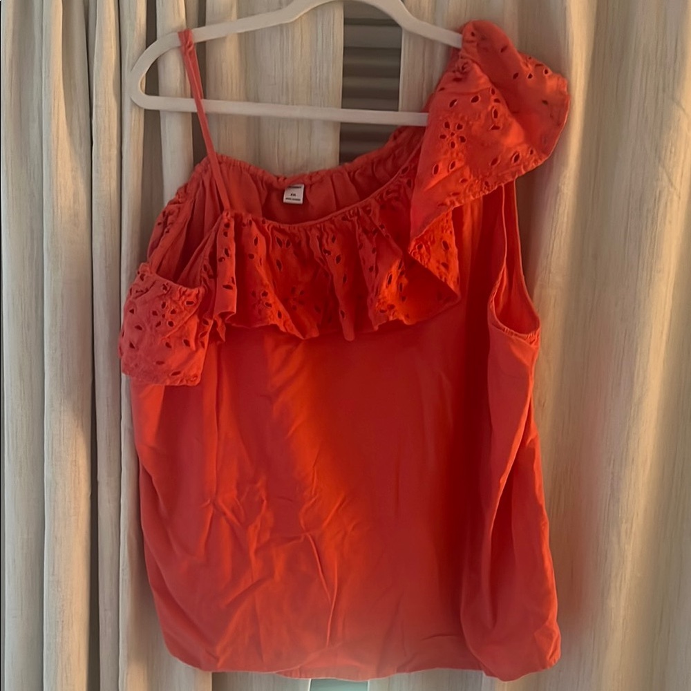 Women's Coral Eyelet Ruffle Top